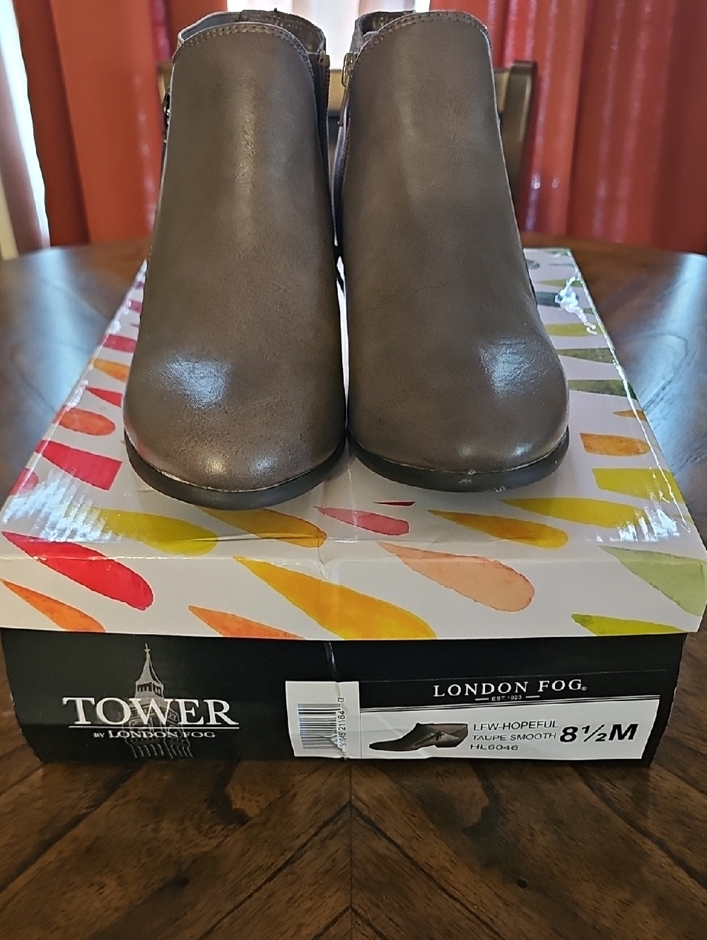 London Fog Taupe Ankle Booties with Side Zipper